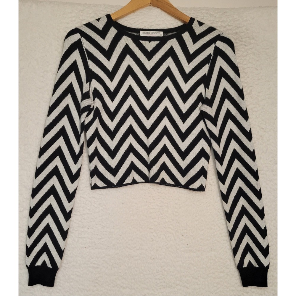 Bobbi Bocco Los Angeles Sweater Size M Black White Long Sleeve Pullover 1413